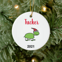Personalized turtle pet christmas ceramic ornac
