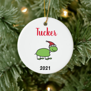 Personalized turtle pet christmas ceramic ornac keramik ornament