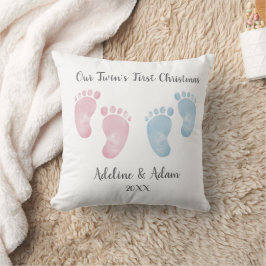 Personalized Twin Baby Footprint Pillow Kissen