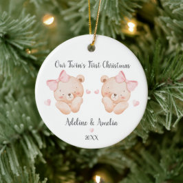 Personalized Twin Baby Girls Ornament