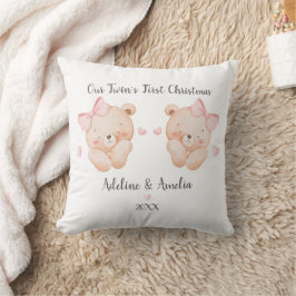 Personalized Twin Girls First Christmas Pillow Kissen