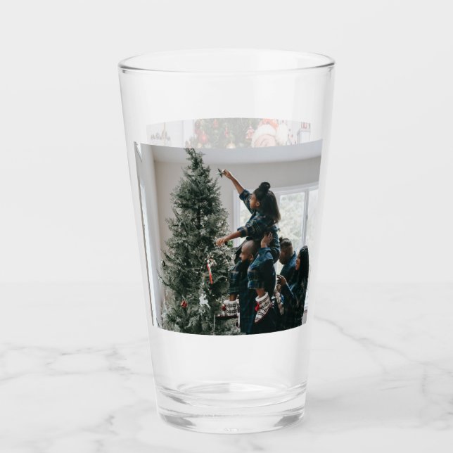 Personalized Two Sided Family Christmas Photo  Glas (Vorderseite)