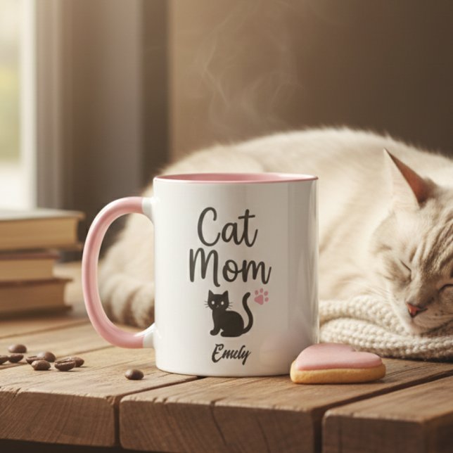 Personalized Two-Tone Cat Mom Mug Tasse (Von Creator hochgeladen)