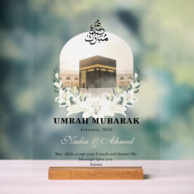 Personalized Umrah Mubarak Acrylic Sign Acrylschild (Neutral)