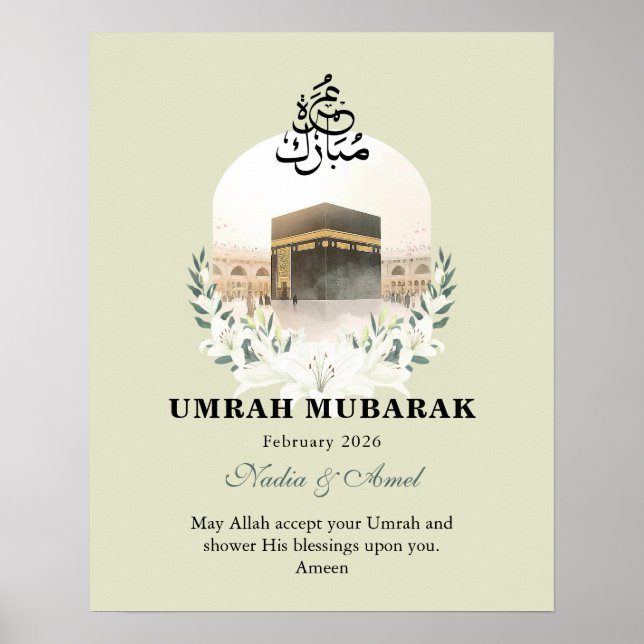 Personalized Umrah Mubarak Gifts & Islamic Wall Ar Poster (Vorne)