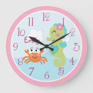 Personalized Under the Sea life Seahorse Clock Große Wanduhr