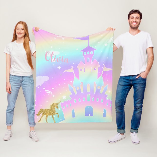 personalized unicorn blanket - girls unicorn gift  fleecedecke (Beispiel)