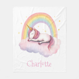 Personalized Unicorn Blanket w Watercolor Design Fleecedecke