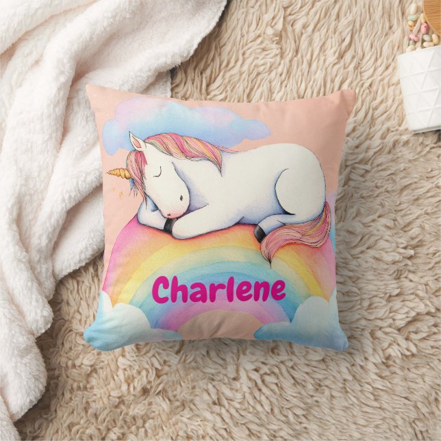 Personalized Unicorn Gift, Watercolors,  Kissen (Decke)