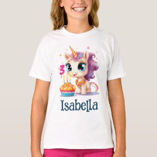 Personalized Unicorn Girl Birthday Party T-Shirt