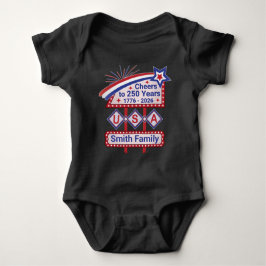 Personalized USA 250–Patriotic Retro Marquee Baby Strampler