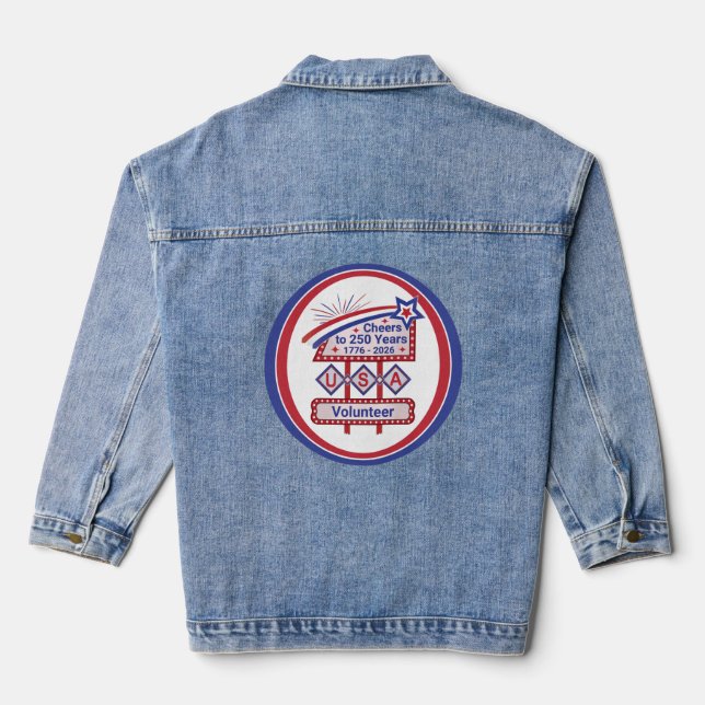 Personalized USA 250–Patriotic Retro Marquee Jeansjacke (Rückseite)