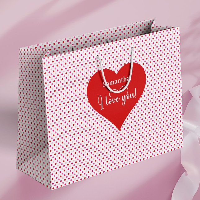 Personalized Valentine Favor Bag I Love You Hearts Große Geschenktüte (Personalized Valentine Favor Bag I Love You Hearts)