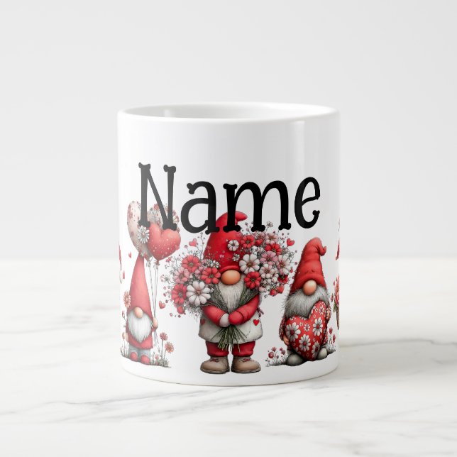 Personalized valentine gnomes Jumbo-Tasse (Vorderseite)