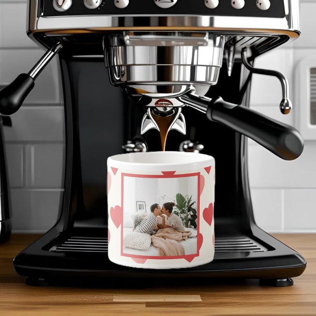 Personalized Valentine Phot with Hearts Espressotasse (Von Creator hochgeladen)