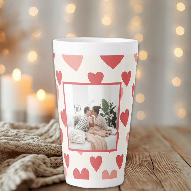 Personalized Valentine Photo Heart Latte Mug Milchtasse (Von Creator hochgeladen)