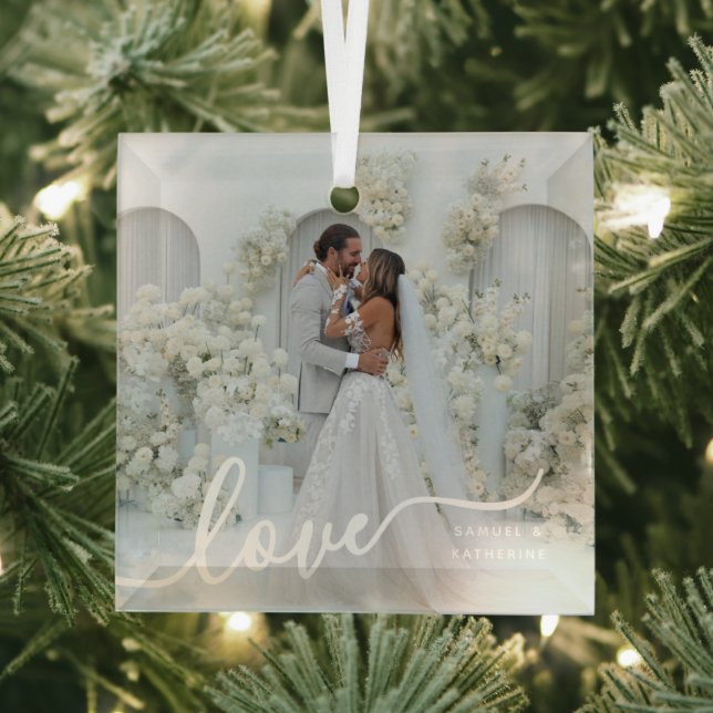 personalized Valentine photo Ornament Aus Glas (Insitu)