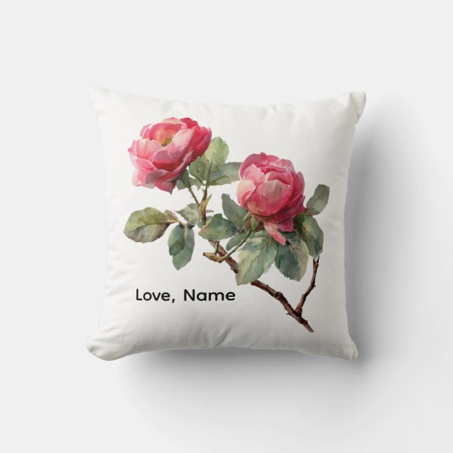Personalized Valentine Rose Flower Pillow Cover  Kissen (Vorderseite)
