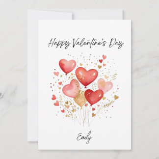 Personalized Valentine’s Day Heart Balloon Card Feiertagskarte