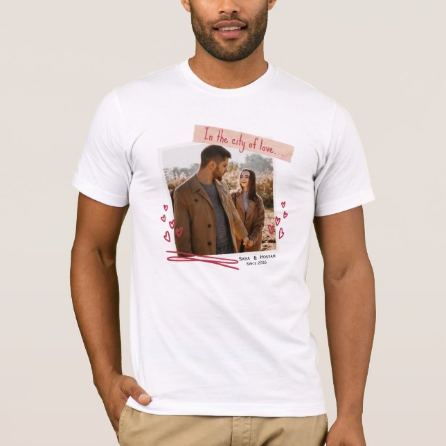 Personalized Valentine T-Shirt with Photo & Names (Vorderseite)