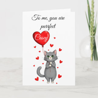 Personalized Valentine's Day Card - Cute Cat   Karte