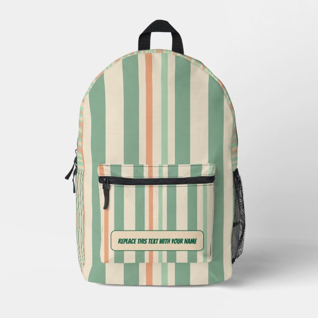 Personalized Vertical Stripe Backpack Bedruckter Rucksack (Vorderseite)