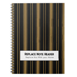 Personalized Vertical Stripe Black Gold Notizblock
