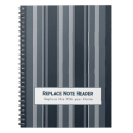 Personalized Vertical Stripe Blue Grey Notizblock