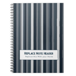 Personalized Vertical Stripe Blue Grey Notizblock