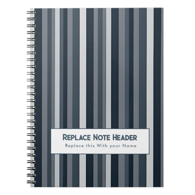 Personalized Vertical Stripe Blue Grey Notizblock (Vorderseite)