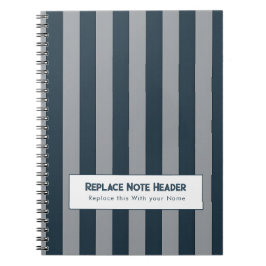 Personalized Vertical Stripe Blue Grey Notizblock