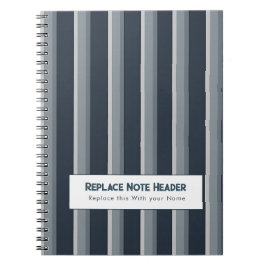 Personalized Vertical Stripe Blue Grey Notizblock