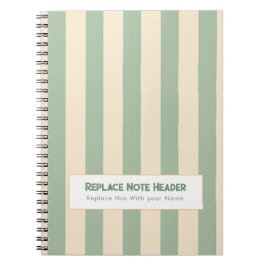 Personalized Vertical Stripe Green Cream Notizblock