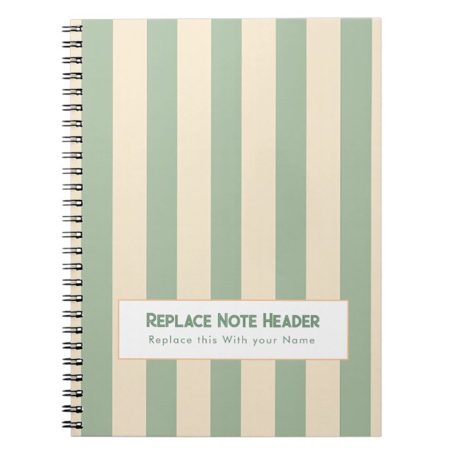Personalized Vertical Stripe Green Cream Notizblock (Vorderseite)