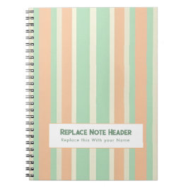 Personalized Vertical Stripe Green Orange Notizblock