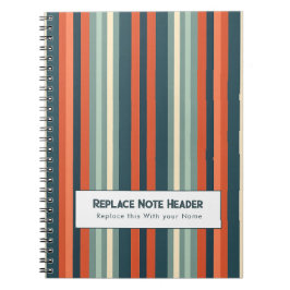 Personalized Vertical Stripe Teal Rust Notizblock