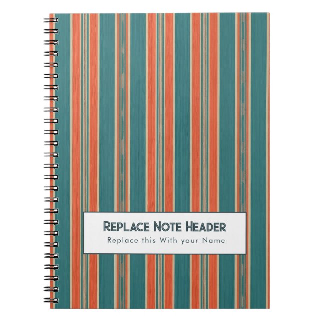 Personalized Vertical Stripe Teal Rust Notizblock (Vorderseite)