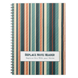 Personalized Vertical Stripe Teal Rust Notizblock