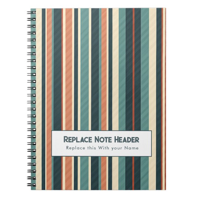 Personalized Vertical Stripe Teal Rust Notizblock (Vorderseite)