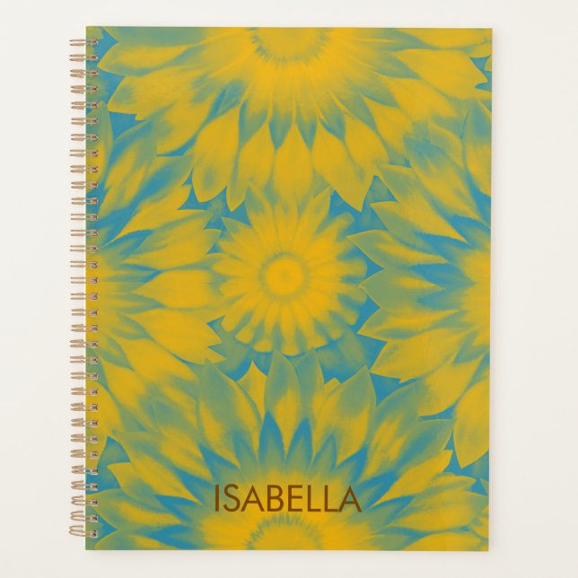 Personalized Vibrant Sunflower Tie-Dye Art Planer (Vorderseite)