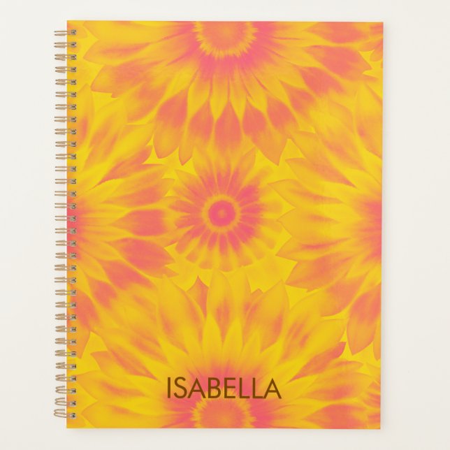 Personalized Vibrant Sunflower Tie-Dye Art Planer (Vorderseite)