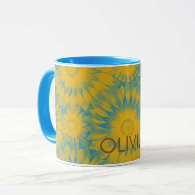 Personalized Vibrant Sunflower Tie-Dye Art Tasse (Vorderseite Links)