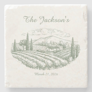 Personalized Vineyard Wedding Coasters Steinuntersetzer