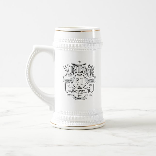 Personalized Vintage Aged To Perfection Birthday Bierglas (Links)
