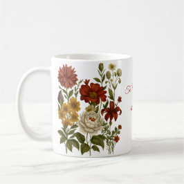 Personalized Vintage Floral Mug, Custom Name Gift Kaffeetasse