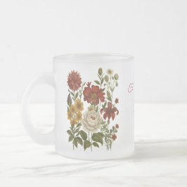Personalized Vintage Floral Mug, Custom Name Gift Mattglastasse