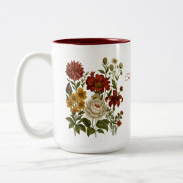 Personalized Vintage Floral Mug, Custom Name Gift Zweifarbige Tasse