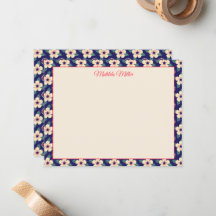 Personalized Vintage Floral Note Card