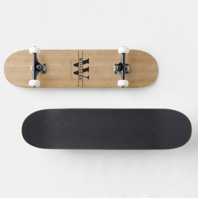 Personalized Vintage Light Wood Print Maple Skateboard (Horizontal)
