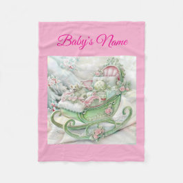 Personalized Vintage Pink Christmas Baby Blanket Fleecedecke